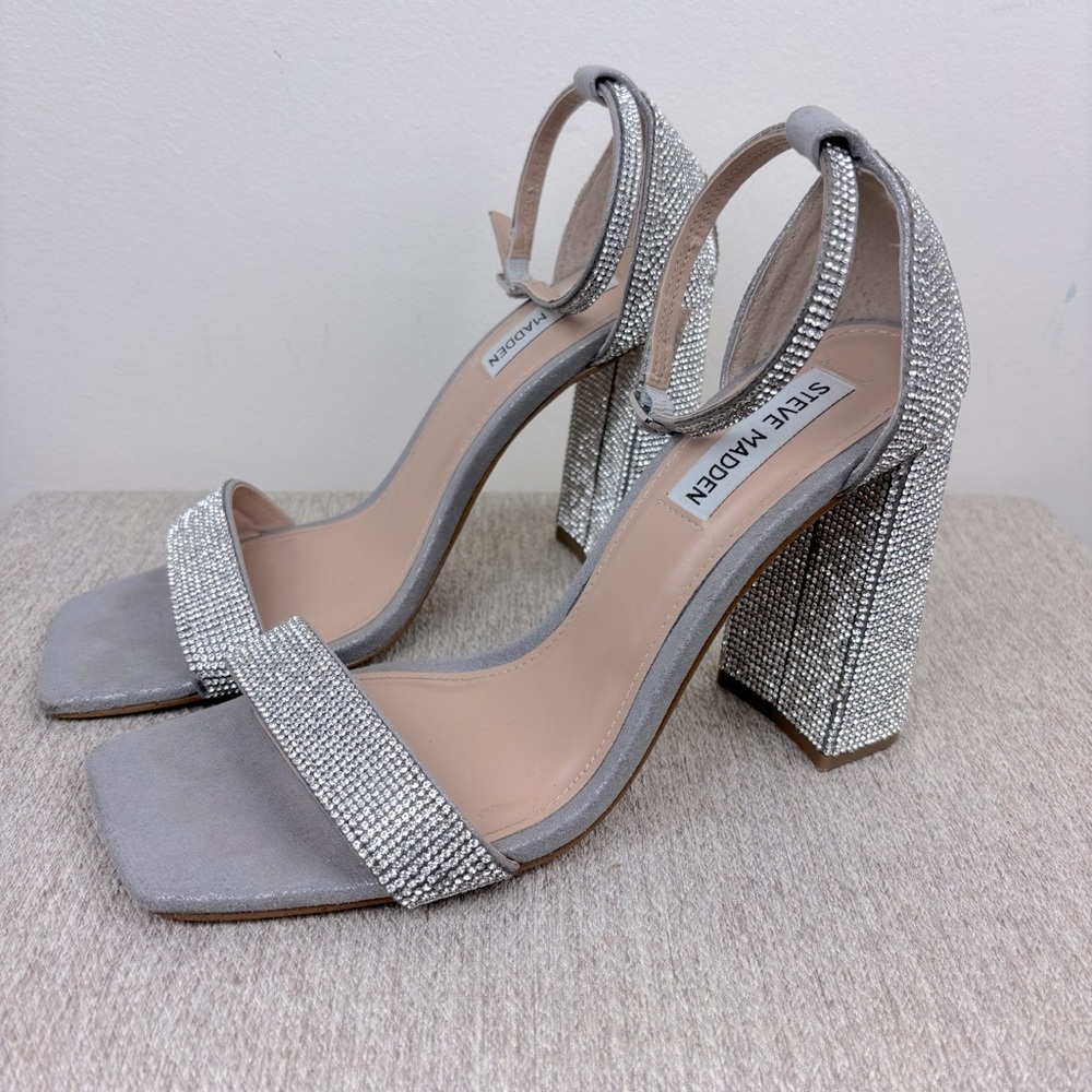 Steve Madden Tiaa ankle strap heels glass rhinestones size 9 party